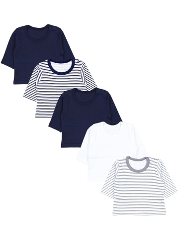 TupTam Baby Jungen Langarmshirt 5er Pack in blau/weiß
