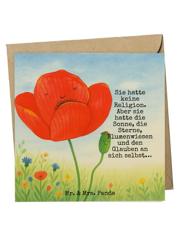Mr. & Mrs. Panda Grußkarte Blume Mohnblume Design mit Spruch in Weiß