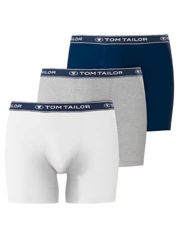 Tom Tailor Boxershorts 3er Pack in Grau / Weiss / Navy