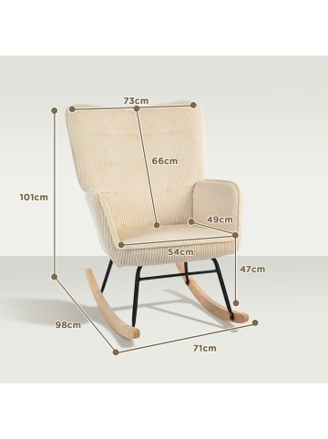 HOMCOM Schaukelstuhl-98T x 71B x 101H cm-Beige