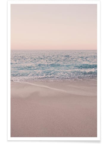 Juniqe Poster "Rosegold Beach Morning" in Blau & Rosa