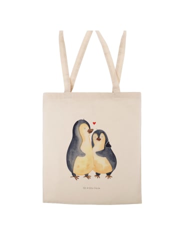 Mr. & Mrs. Panda Umhängetasche Pinguin umarmen ohne Spruch in Creme