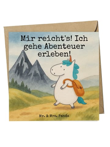 Mr. & Mrs. Panda Grußkarte Einhorn Bergsteiger Design mit Spruch in Weiß