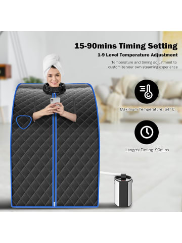 COSTWAY 3L Mini Dampfsauna mit Fernbedienung in Schwarz