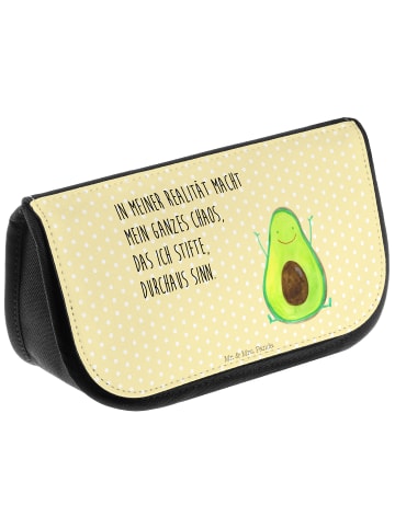 Mr. & Mrs. Panda kosmetiktäschchen Avocado Glücklich mit Spruch in Gelb Pastell