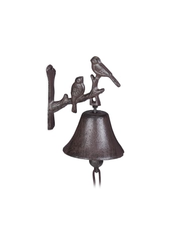 relaxdays 3 x Türglocke Vogel Motiv in Braun
