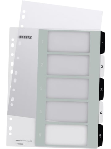 Leitz Plastikregister Wow 1-5 beschriftbar A4 PP 5 Blatt weiß/schwarz