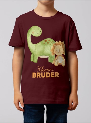 wat? Apparel T-Shirt Dinosaurier 06 Kleiner Bruder in Weinrot