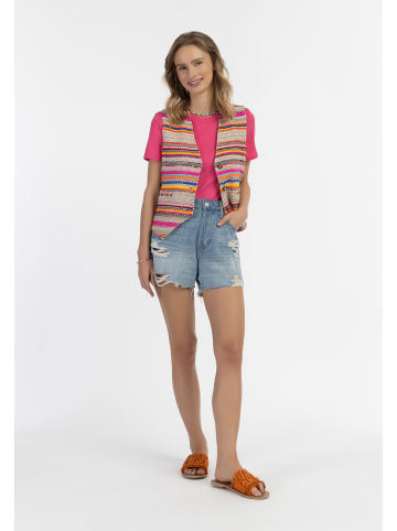 IZIA Damen Gewebte Weste in Mehrfarbige Pinke Streifen