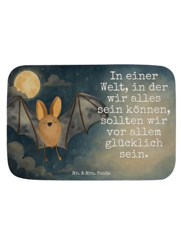 Mr. & Mrs. Panda Badteppich Fledermaus Flügel Design mit Spruch in Weiß