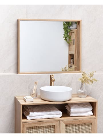 Beliani Wandspiegel ROSELL in Braun - (W) 80 x (H) 65 x (L) 8 cm