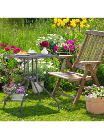 relaxdays Gartentisch "Rattan-Optik" in Grau - (B)61 x (H)75 x (T)61 cm