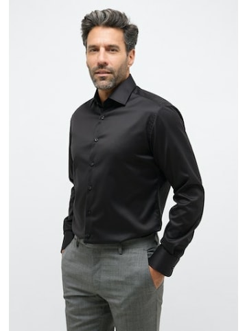 Eterna Knopfleisten Langarmshirt für Herren in Schwarz