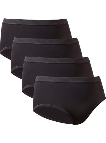 Con-ta Baumwolle, Feinripp Taillenslip 4er-Pack in schwarz