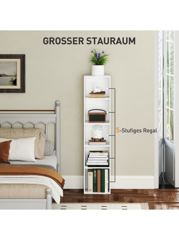 HOMCOM Bücherregal-30L x 24B x 133,5H cm-Weiß