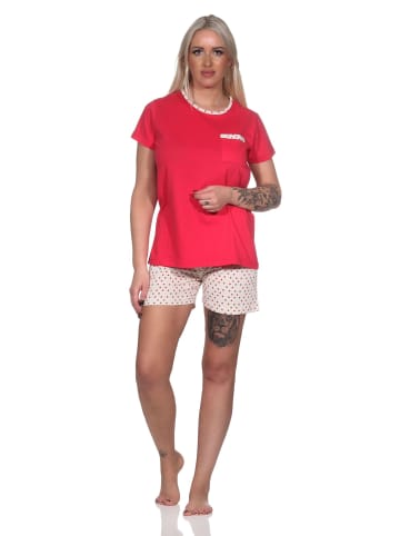 NORMANN Schlafanzug kurzarm Pyjama Shorty Tupfen Punkte Optik - 86439 in pink