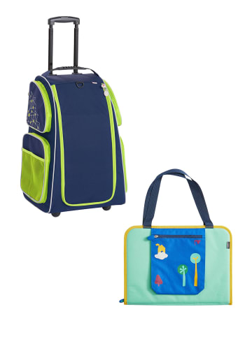 Haba Kinderkoffer Schranktrolley 2 Rollen und Kreativtasche in marine