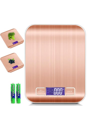 Intirilife Digitale Küchenwaage - 5kg Elektronische Waage in ROSÉ GOLD