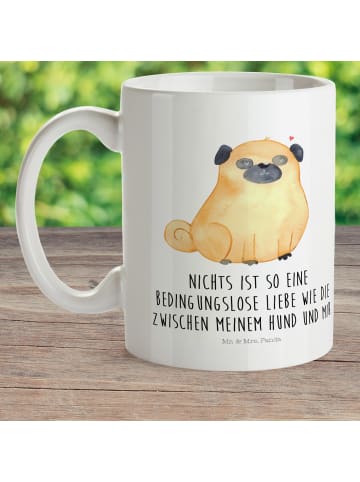 Mr. & Mrs. Panda Kaffeebecher Mops mit Spruch in Weiß