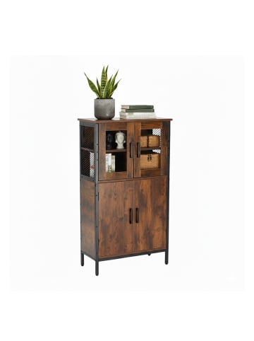 relaxdays Küchenschrank „Industrial“ in Braun/ Schwarz – (B)60 x (H)108 x (T)30 cm
