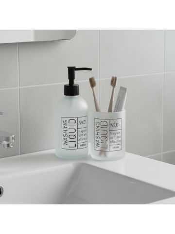 Bathroom Solutions Spender und Zahnbürstenbecher aus Glas ONYX in Weiß