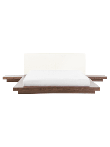 Beliani Doppelbett ZEN in Braun/Weiß - (W) 308 x (H) 86 x (L) 229 cm