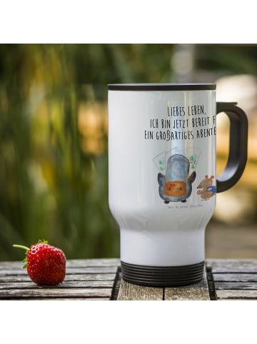 Mr. & Mrs. Panda Thermobecher Pinguin & Maus Wanderer mit Spruch in Weiß