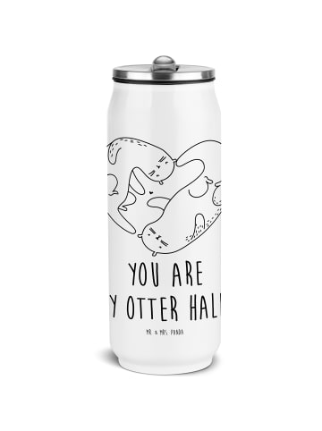 Mr. & Mrs. Panda Trinkflasche Edelstahl Otter Herz mit Spruch in Weiß