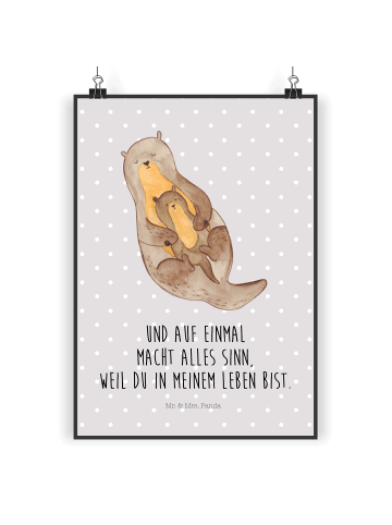 Mr. & Mrs. Panda Poster Otter Kind mit Spruch in Grau Pastell