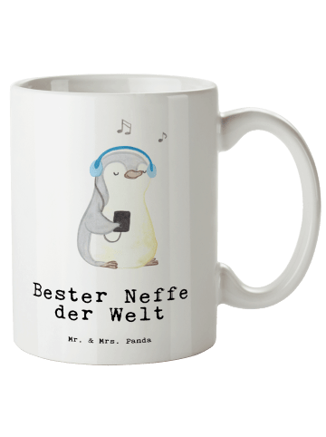Mr. & Mrs. Panda Weiße Tasse Pinguin Bester Neffe der Welt mit S... in Weiß