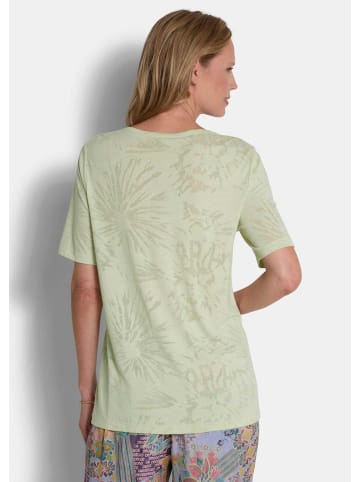 GOLDNER Kurzgröße:  Ausbrenner-Shirt Viskoseshirt mit floralem Motiv in salbei