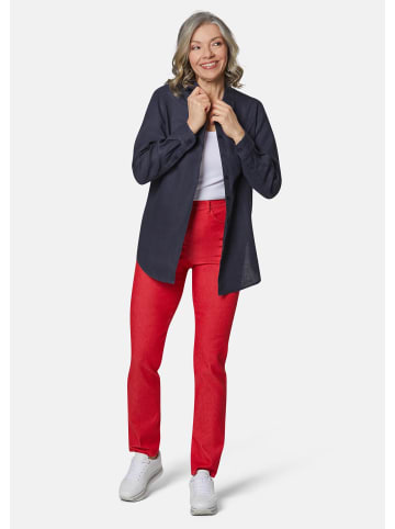 GOLDNER Kurzgröße:  Leinenbluse Bequeme Damen Businessbluse in marine