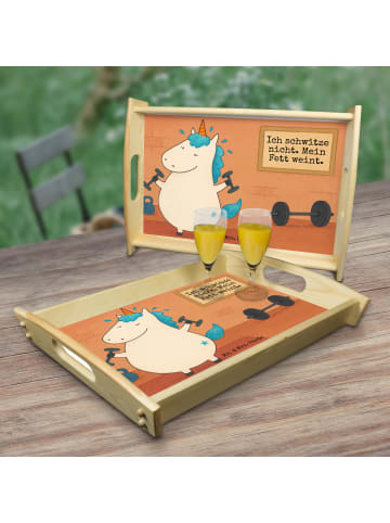 Mr. & Mrs. Panda Dekotablett Einhorn Fitness Design mit Spruch in Weiß