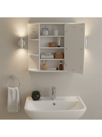 relaxdays Spiegelschrank in Weiß - (B)61 x (H)58 x (T)18 cm