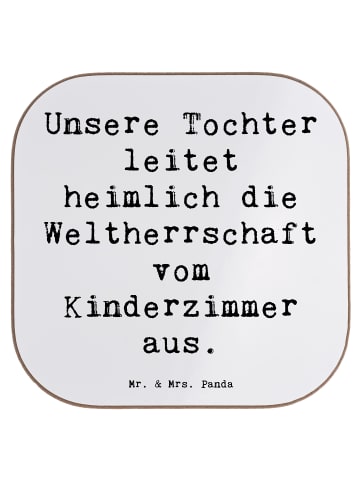 Mr. & Mrs. Panda Untersetzer Tochter Weltherrschaft mit Spruch in Weiß