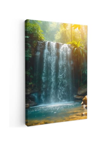 MuchoWow Leinwand bilder Wasserfall Sonnenstrahlen (BxH)