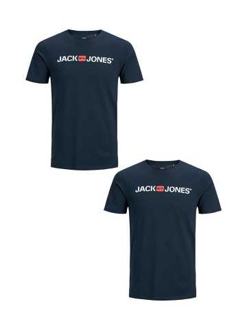 Jack & Jones 2er-SET Kurzarm T-Shirt Plus + Size CREW NECK in Dunkelblau-2