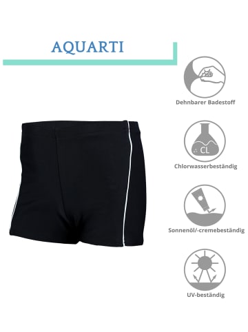 Aquarti Jungen Badehose Gestreift mit Motiven in schwarz/weiß