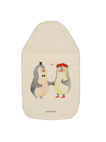 Mr. & Mrs. Panda Wärmflasche Pinguin Heirat ohne Spruch in Weiß