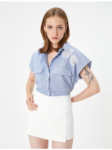 KOTON Shirt in Blau Gestreift
