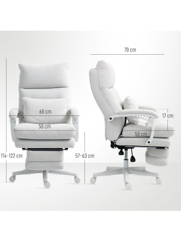 HOMCOM Bürostuhl-70L x 68B x 114-122H cm-Cremeweiß