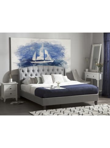 Beliani Doppelbett BORDEAUX in Grau/Schwarz - (W) 149 x (H) 106 x (L) 221 cm