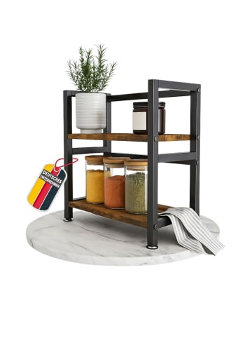 Mein-Regal Küchenregal Vintage aus Holz mit Metallrahmen in Dunkelbraun