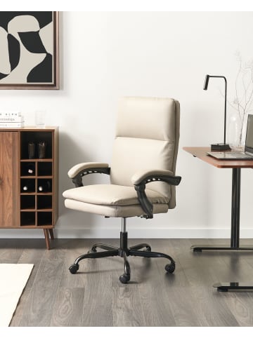 Beliani Chefsessel SERENE in Beige/Schwarz - (W) 70 x (H) 105 x (L) 70 cm