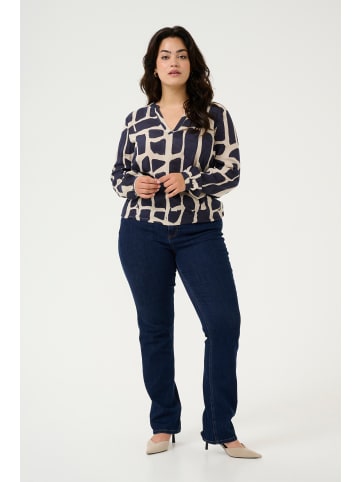 KAFFE curve Langarm-Bluse KCdiana Regular fit in Midnight/Feather G Brick Print