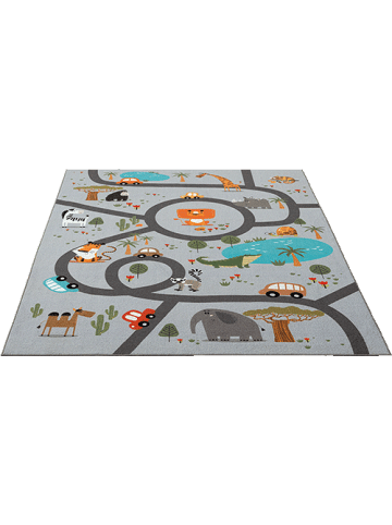 the carpet Kinderteppich Happy Life D in Grau