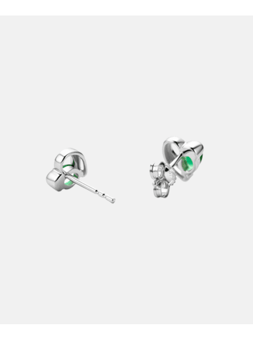 Diamant L'éternel Ohrstecker aus 375 Weißgold mit Smaragd Herz-Design
