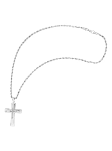 Adeliás Unisex Halskette mit Anhänger – Kreuz aus Edelstahl in silber