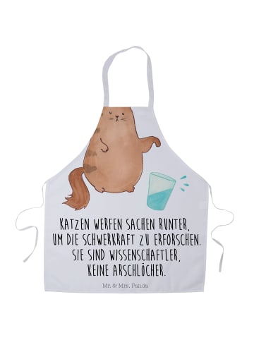 Mr. & Mrs. Panda Kochschürze Katze Wasserglas mit Spruch in Weiß