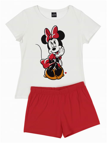 Disney Disney Minnie Mouse Schlafanzug Pyjama Kurzarm Oberteil mit Shorts in rot/weiß